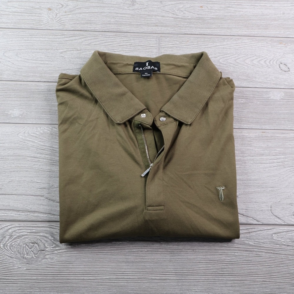 Baobab Pima Cotton Spandex Quarter Zip Polo Men's 3XL Olive Green